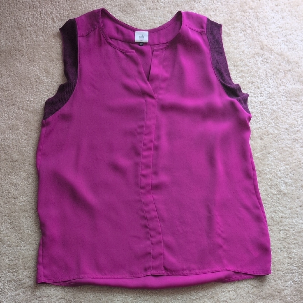 CAbi Pink Mandarin Collar Blouse